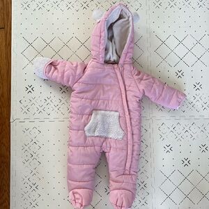 Pink Baby Snowsuit with Ears
